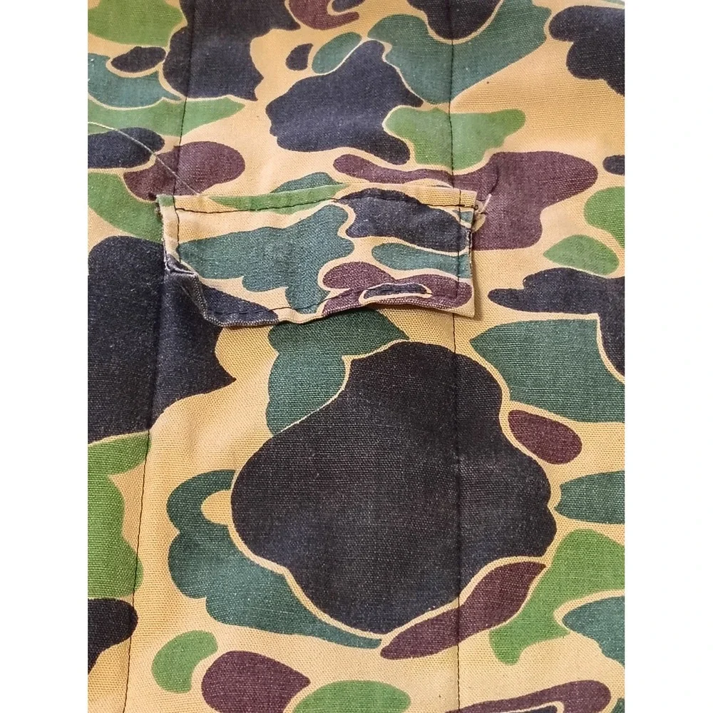 Vintage 60s 70s‎ Camouflage Duck Print Insulated Mens Quilted Winter Coat Sz L